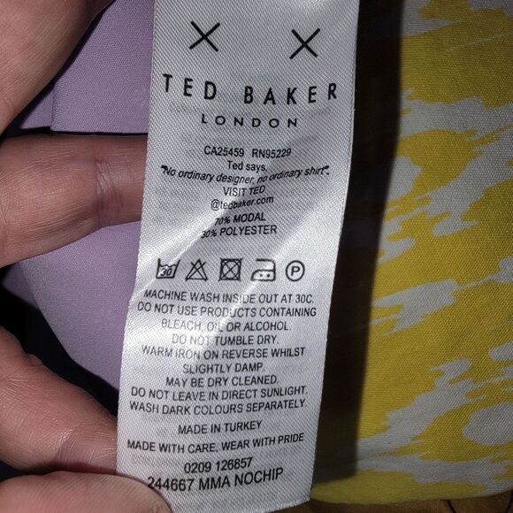 Ted Baker London lavender button-up short sleeve top shirt 5 (xl) - Picture 5 of 8